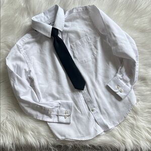Cat & Jack White Button Down Shirt with Black Tie
